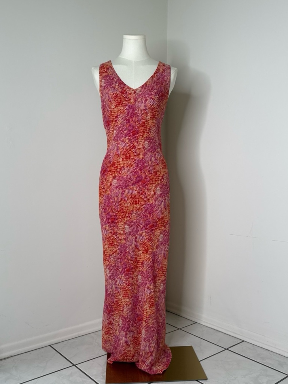 CDC Pink and Orange V-Neck Maxi Dress